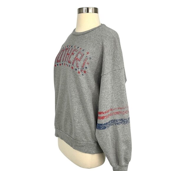 MOTHER Size S Drop Square Sweatshirt Stars Gray Pullover Crew Neck Long Sleeve - Picture 3 of 9